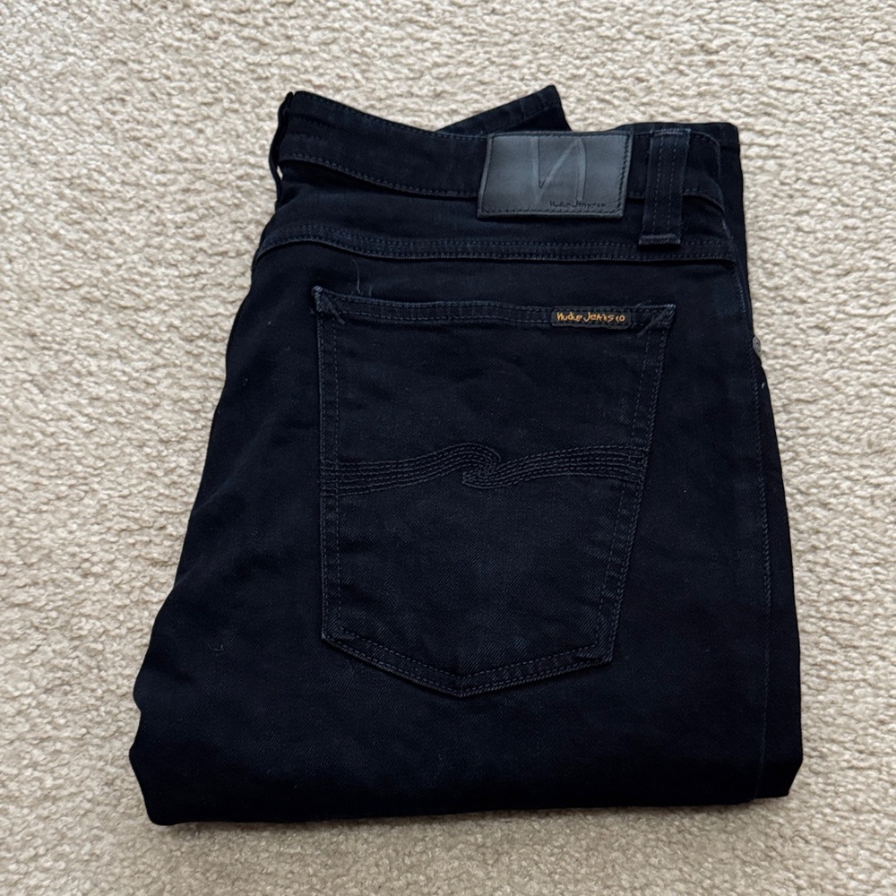 Nudie Jeans Skinny Lin Men’s Black Black Denim 34 36
